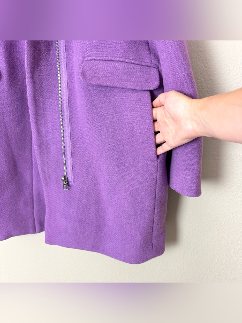 J. Crew Cocoon Coat Italian Stadium Cloth Wool Blend Wisteria Purple Size 14 - Picture 4 of 9